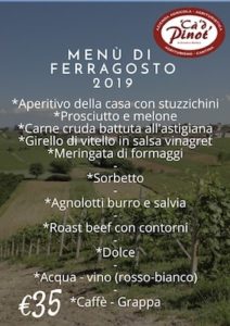 Read more about the article Menù di Ferragosto 2019